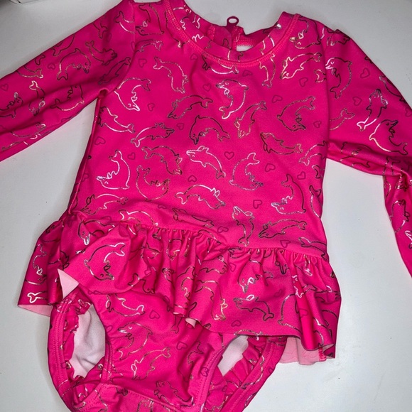 Wave Zone Girls pink ruffle rash guard swimsuit 24M - Picture 1 of 5